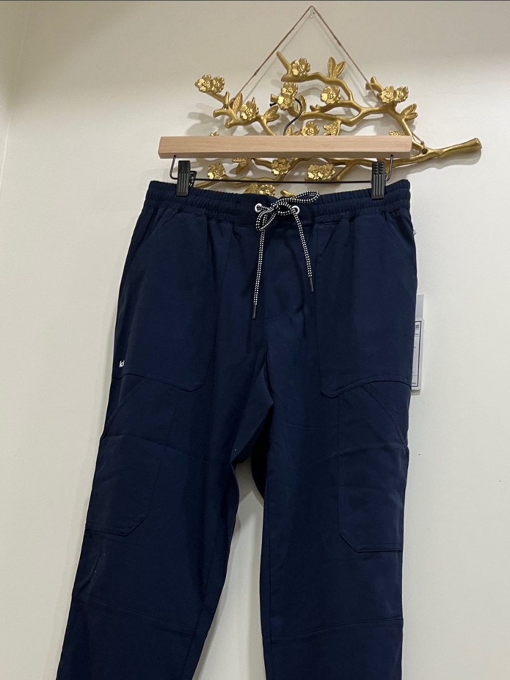 Navy Jogger Style Scrubs Pants with Drawstring